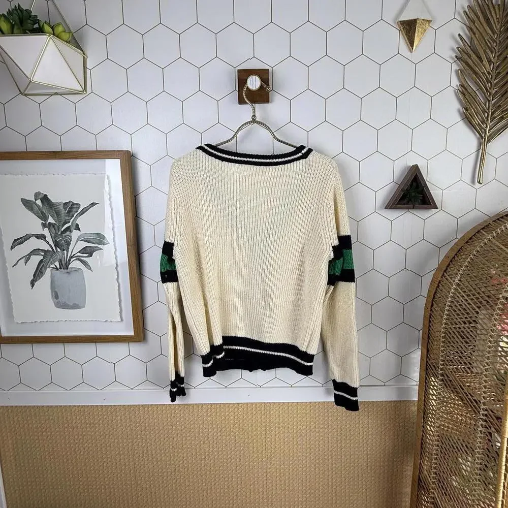 Callahan from Anthropologie Cream Relaxed Fit Collegiate Cardigan - Size - XS - Picture 5 of 8